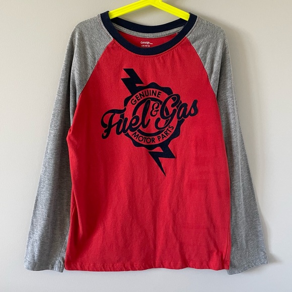 Boys Long Sleeve T-Shirt Raglan Sleeve - Retro Inspired - Orange, Grey, & Navy - Picture 4 of 7